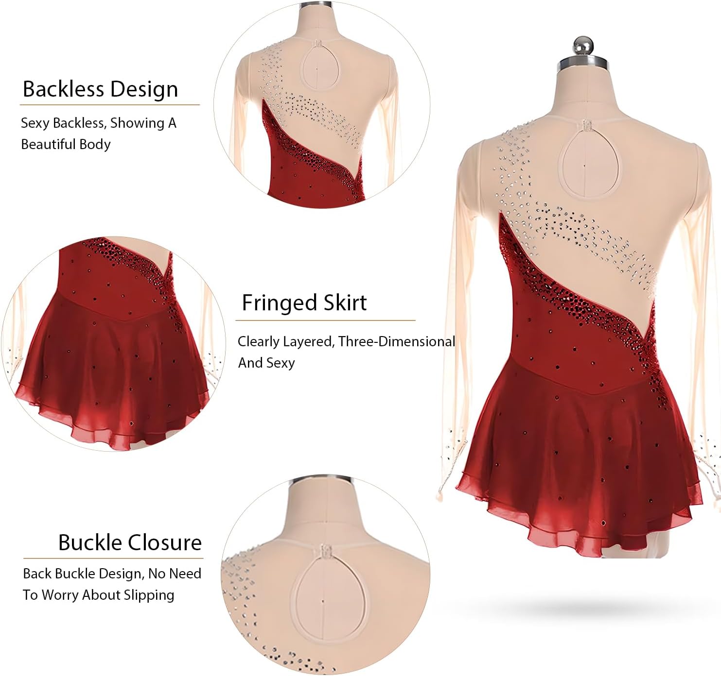 Figure Skating Dress Women, Roller Skating Outfits for Women, Ice Skating Clothes for Girls, Figure Skating Dresses,Green,S