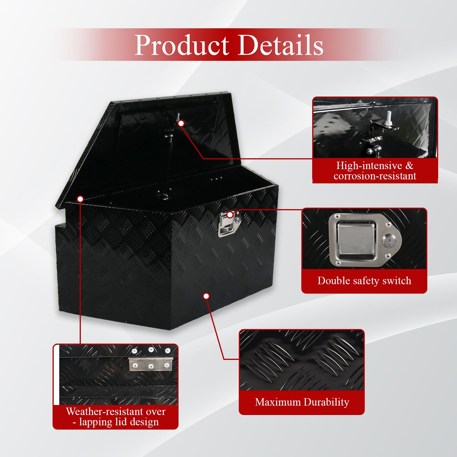 Caja De Herramientas VEVOR Para Lengüeta De Remolque Aluminio Con Placa De Diamante | En Línea