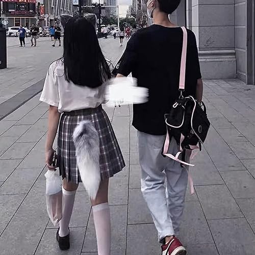 Miniatura 5 de Forssils Llavero de cola de zorro real y peludo de pelo de zorro negro, rojo, blanco, cola de zorro, juguete de cosplay para niños (soleado)