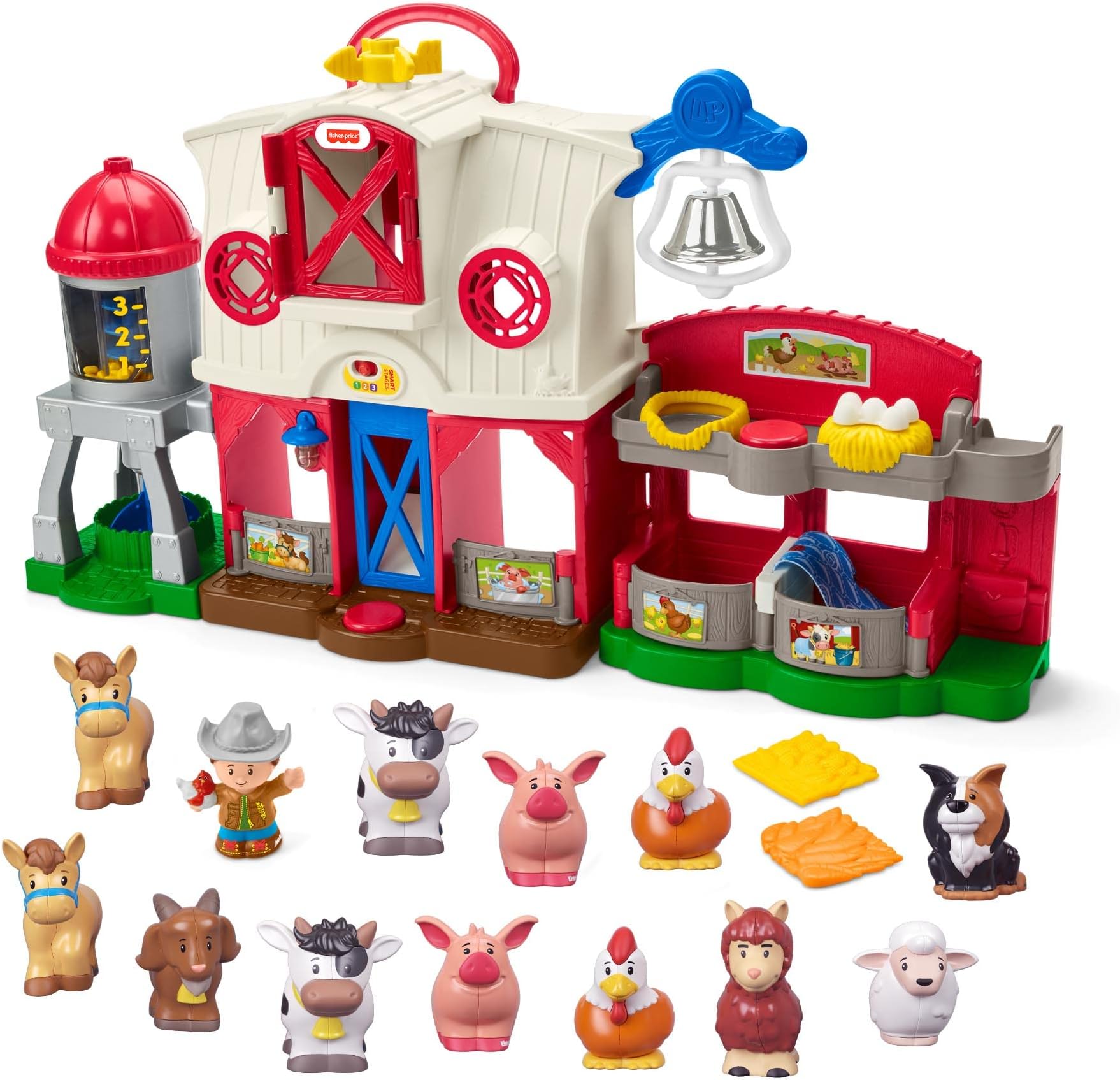 Little People Caring for Animals Farm Bundle, Electronic Smart Stages playset and Animals Figure Set for Toddlers Ages 1 and u