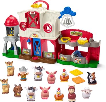 Fisher-Price Little People Caring for Animals Farm Bundle, Electronic Smart Stages playset and Animals Figure Set for Toddlers Ages 1 and u