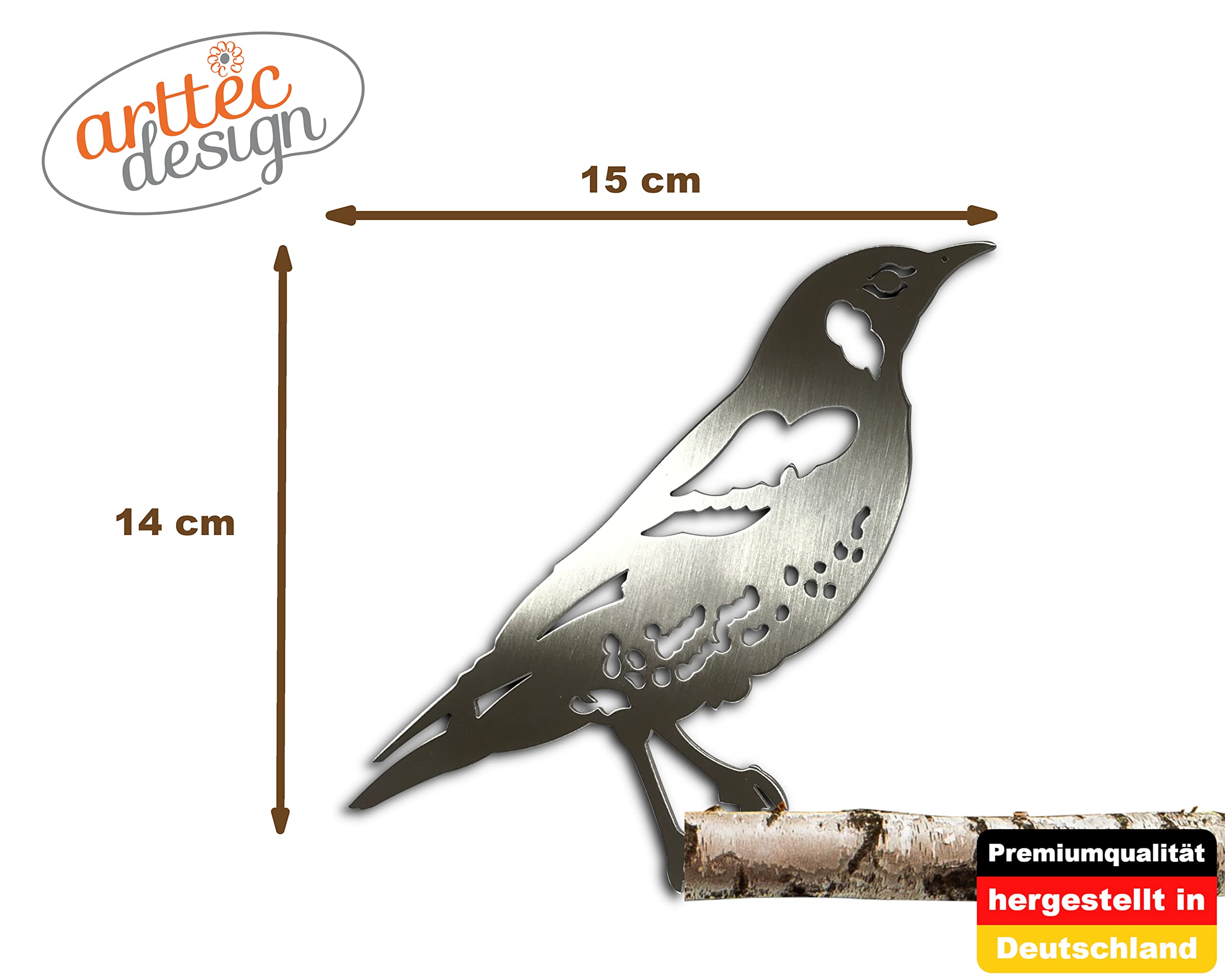 ARTTEC Edelstahl-Deko: Vogel & Kleiber Für Garten Und Wohnung