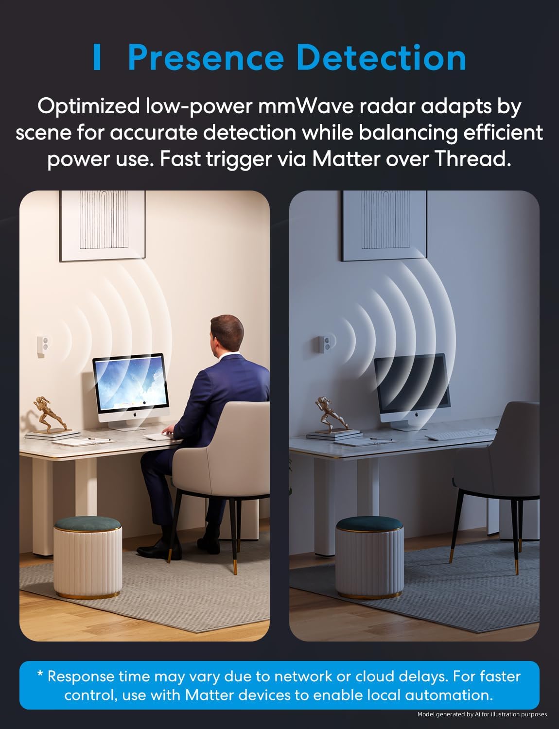meross Presence Sensor Matter Over Thread, Battery-Powered 4-in-1 Motion Sensor with AI Learning Home Automation, IP67 PIR & Light & mmWave Radar, Supports Home Assistant, Apple HomeKit, Alexa, Google