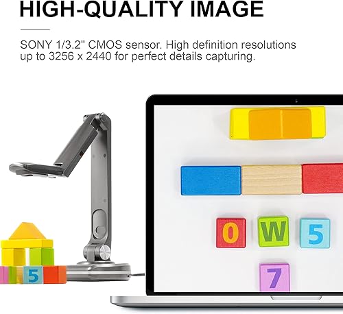 Miniatura 3 de JOYUSING V500S - Cámara de documentos de 8MP para profesores, visualizador USB para tamaño A3, luz LED, enfoque automático, OCR para Windows