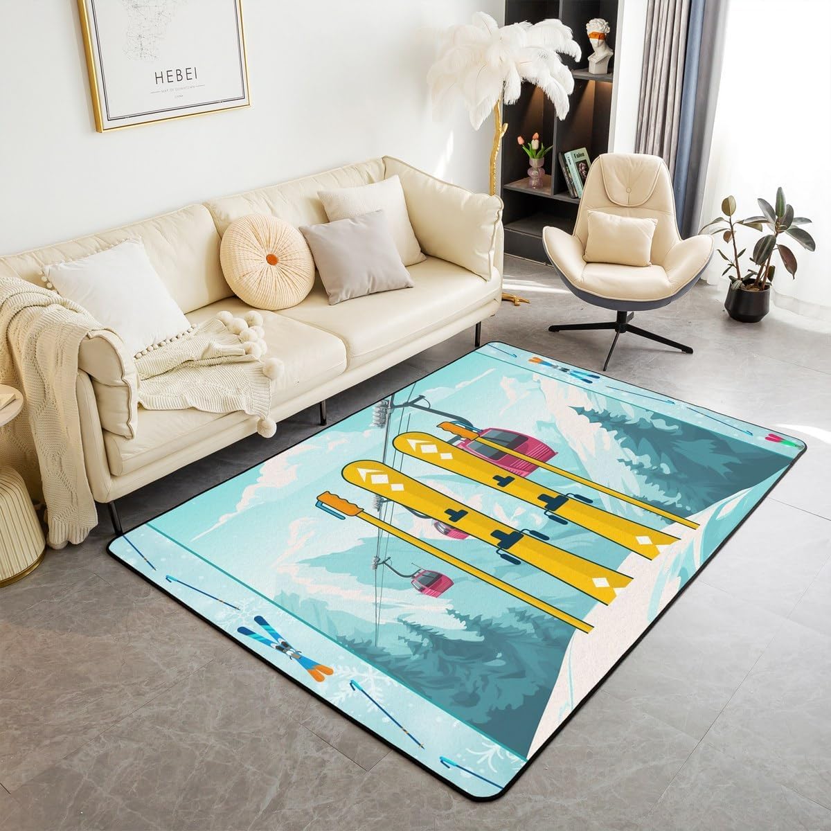 Tapis de chambre décor montagne pour une ambiance chalet d'hiver cocooning