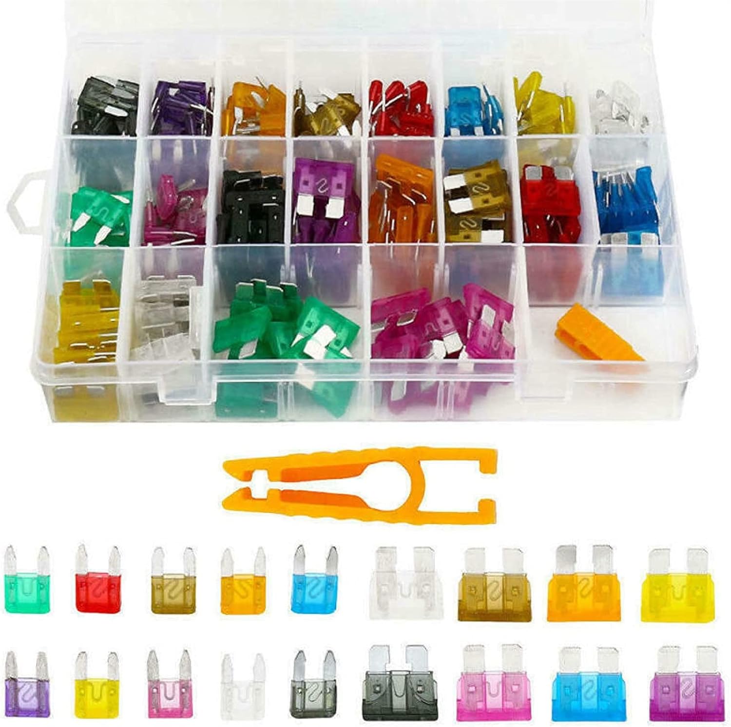 220Pcs Car Fuses 2A 3A 5A 7.5A 10A 15A 20A 25A 30A 35A Mini Small Size Blade Car Fuse Assortment Set for Auto Car Truck