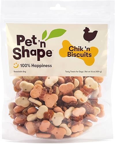 Pet 'n Shape Chik 'n Wrapped Biscuits - Golosinas para perros de carne seca - 1 libra