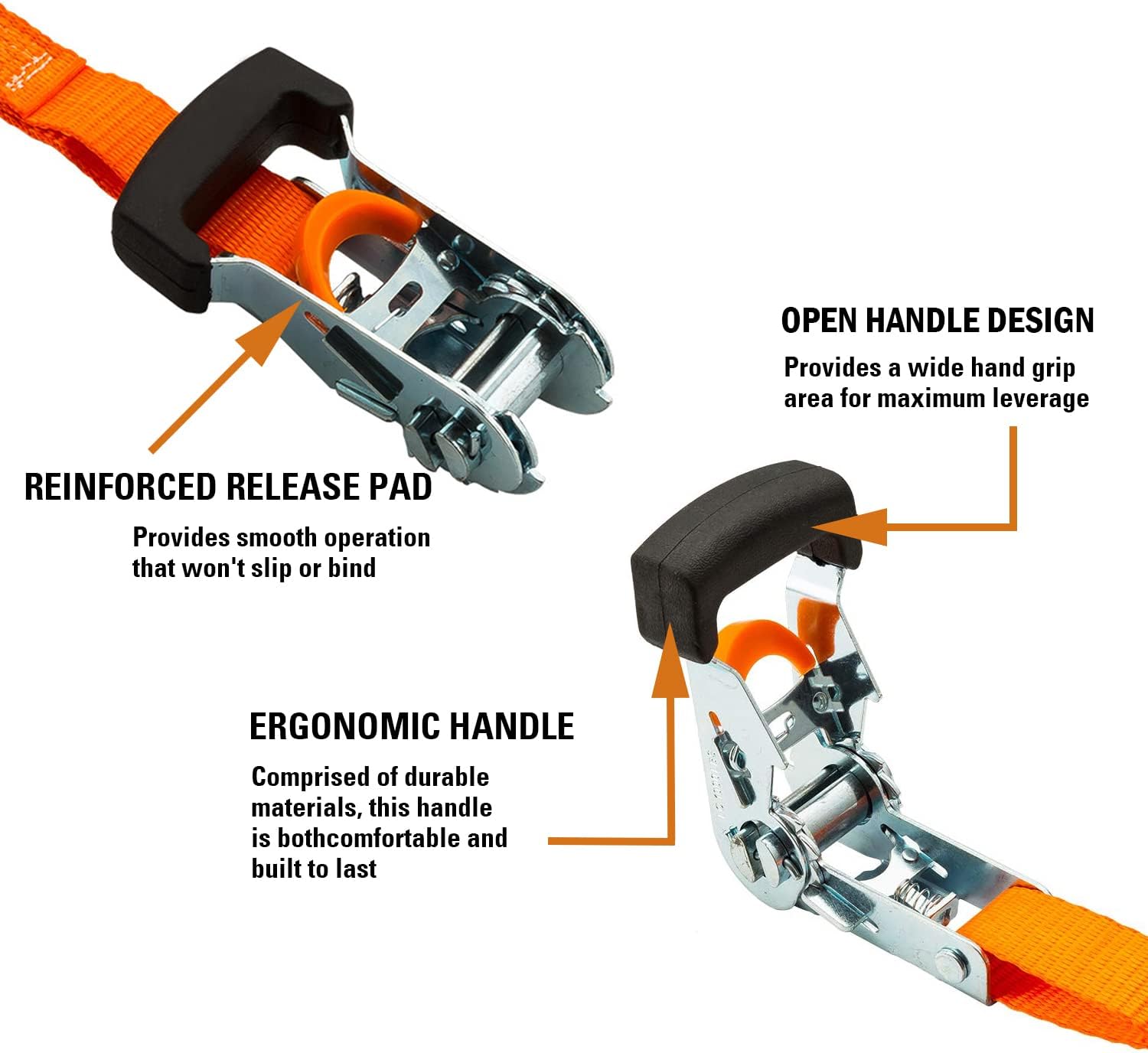 Ratchet Tie Down Straps, 1 in X 10 ft Securing Straps, 3000lbs Break Strength, Orange(4 Pack