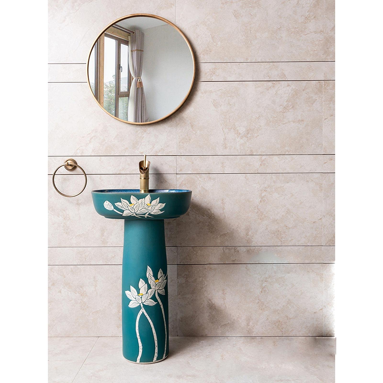 Umywalka Nablatowa Umywalka Nablatowa Umywalka Łazienkowa Na Postumencie, Luksusowa Ceramiczna Umywalka Łazienkowa Nablatowa Umywalka Artystyczna, Zielona Umywalka Łazienkowa Ceramiczna Mała Umywalka