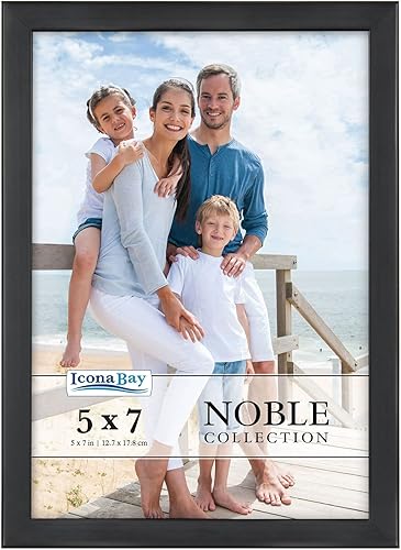 Icona Bay Marco de fotos negro de 5 x 7, marco profesional moderno, colección Noble