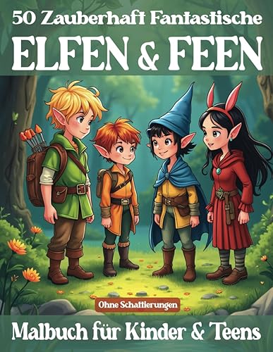 50 Zauberhaft fantastische Elfen &amp; Feen Malbuch für Kinder &amp; Teens: 50 kreative Elfen &amp; Feen Motive für Entspannung, Spaß &amp; ein magisches Malerlebnis (Mal- und Rätselbücher für Kinder)