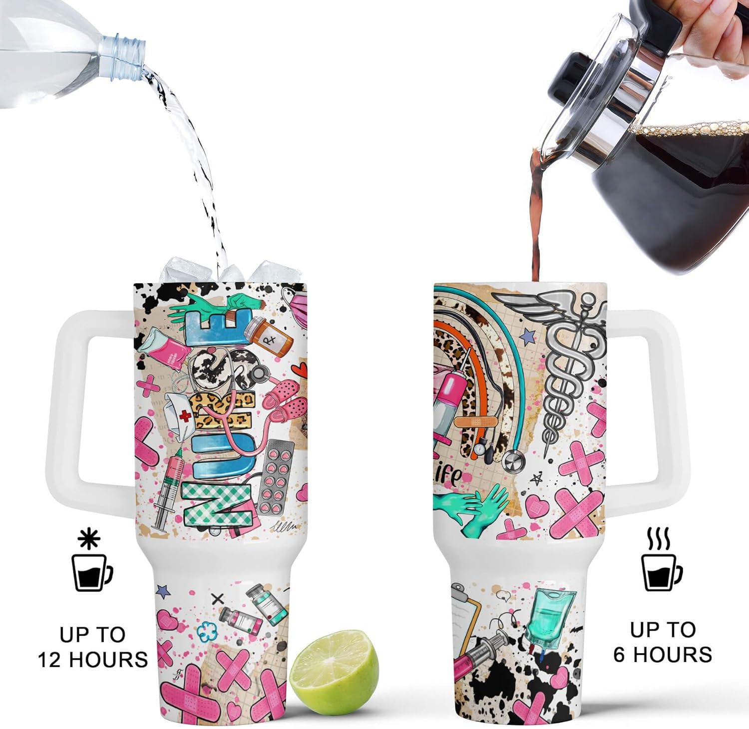 Fancyfams Nurse Gifts for Women, 40oz Stainless Steel Travel Tumbler with Handle, Lid, Nurses, Practitioner, Registered RN, Student Single Cup, Lpn Cool Appreciation Mug (1 Tumbler + Accessories) - Image 6