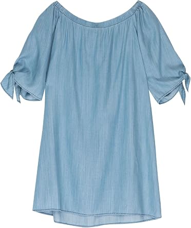 Bobeau Lyocell Off The Shoulder Dress Plus Size Chambray