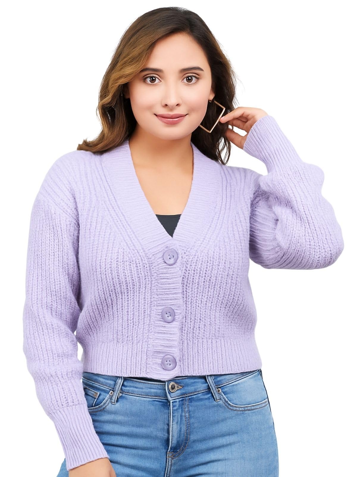 feverfew Stylish Vneck Sweater | Women's Knitted Sweater | Self Design | Casual Wool | Sweater for Ladies | Cardigans Sweater-picture-14