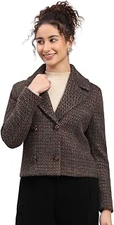Monte Carlo Womens Regular Fit Printed Button Full Sleeve Winter Coat | Warm Woolen Overcoat for Ladies | Stylish Long Sle... Price In India