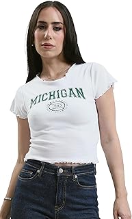 بلوزة قصيرة بلون اوف وايت مع حافة مكشكشة مزخرفة عصرية للنساء من ريفين