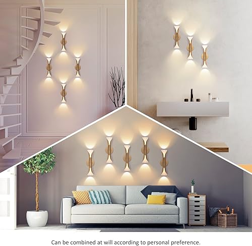 Miniatura 7 de Tubicen Apliques de pared dorados, modernos apliques decorativos de pared, luces de pared regulables hacia arriba y hacia abajo para sala de estar,