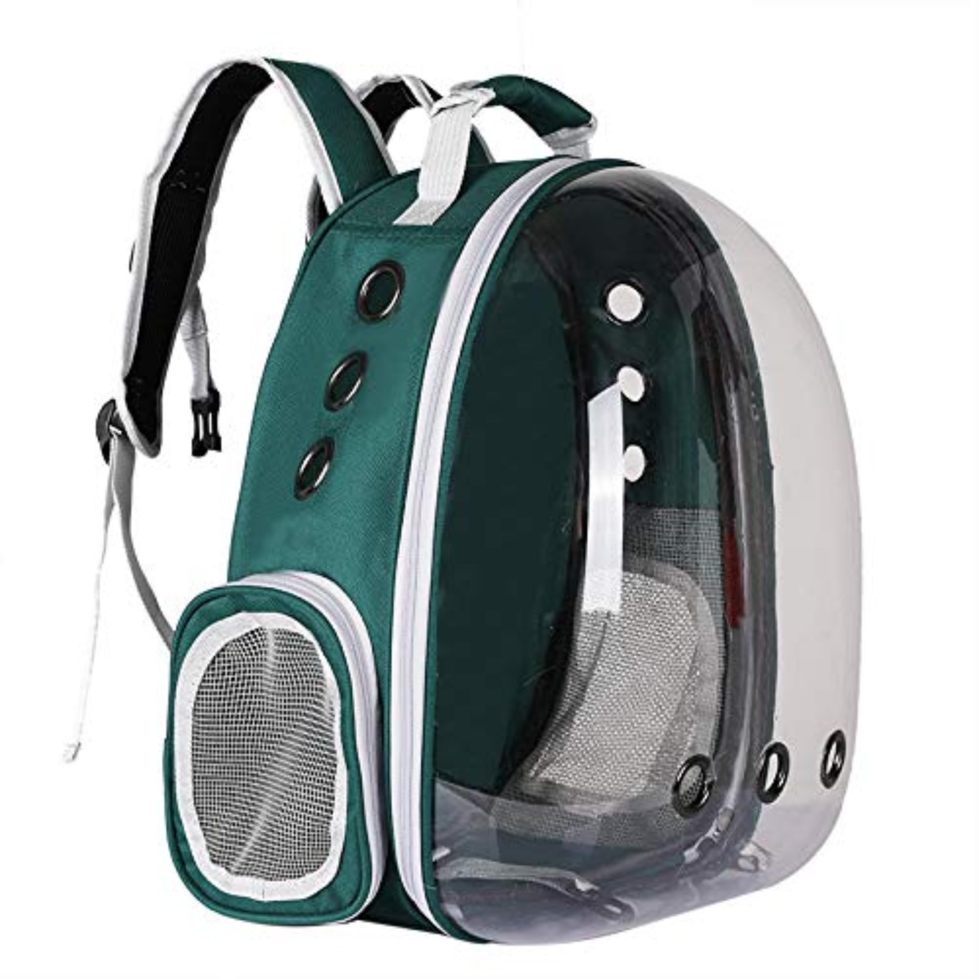 Sac à Dos pour Chat Bulle de YoiQi-Un Sac à Dos pour Animaux de Compagnie en Forme de Cabine Spatiale Transparente-Est Fourni avec 5 Accessoires pour Prendre Soin du Chat (Verte)