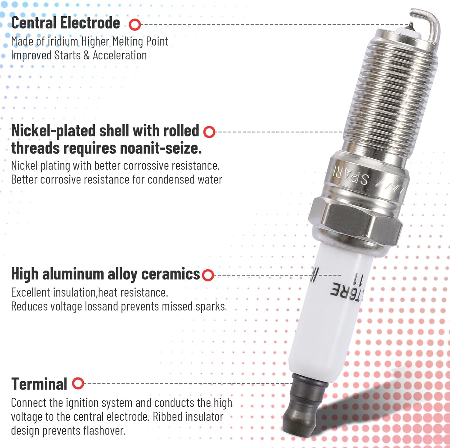 Ignition Coil Pack Compatible with GMC Chevrolet Camaro Equinox Impala Malibu Traverse Buick Replacement For 3.0L 3.6L Ignition Coils 41-109 UF569 Iridium Spark Plug Set of 6 Black