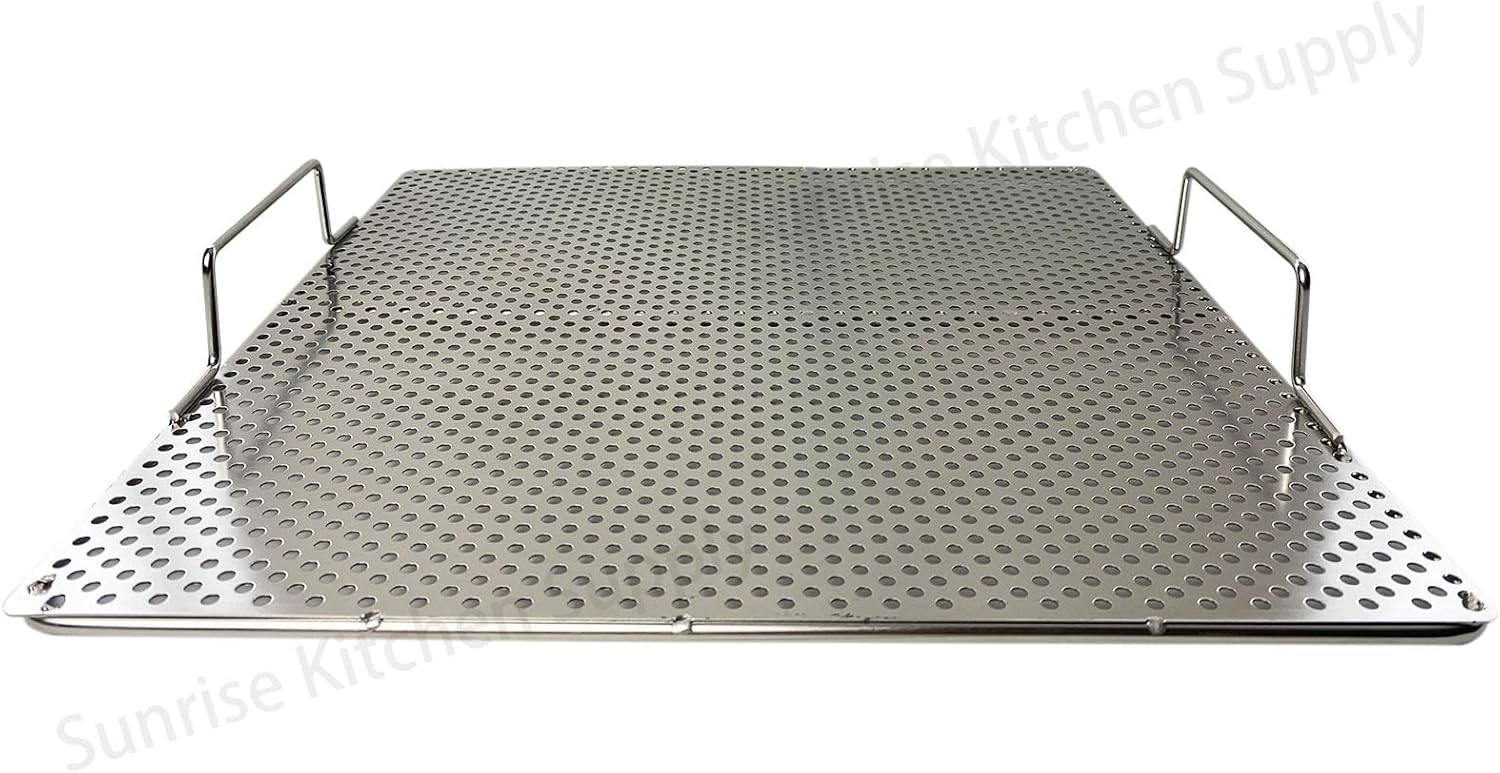 Sunrise Stainless Steel Fryer Screen with Handles (Solid Screen) (1, 13.5" x 13.5" x 1.75")