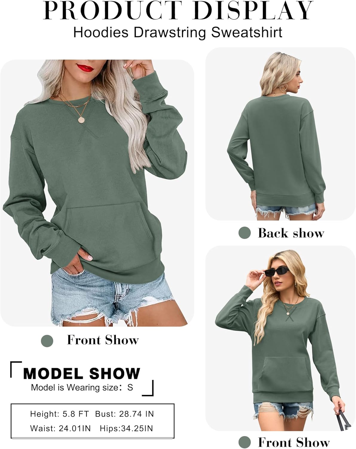 AUSELILY Women’s Crewneck Hoodless Sweatshirt Oversized Long Sleeve Pullover Tops with Pockets 2025 New X Decoration - Image 6