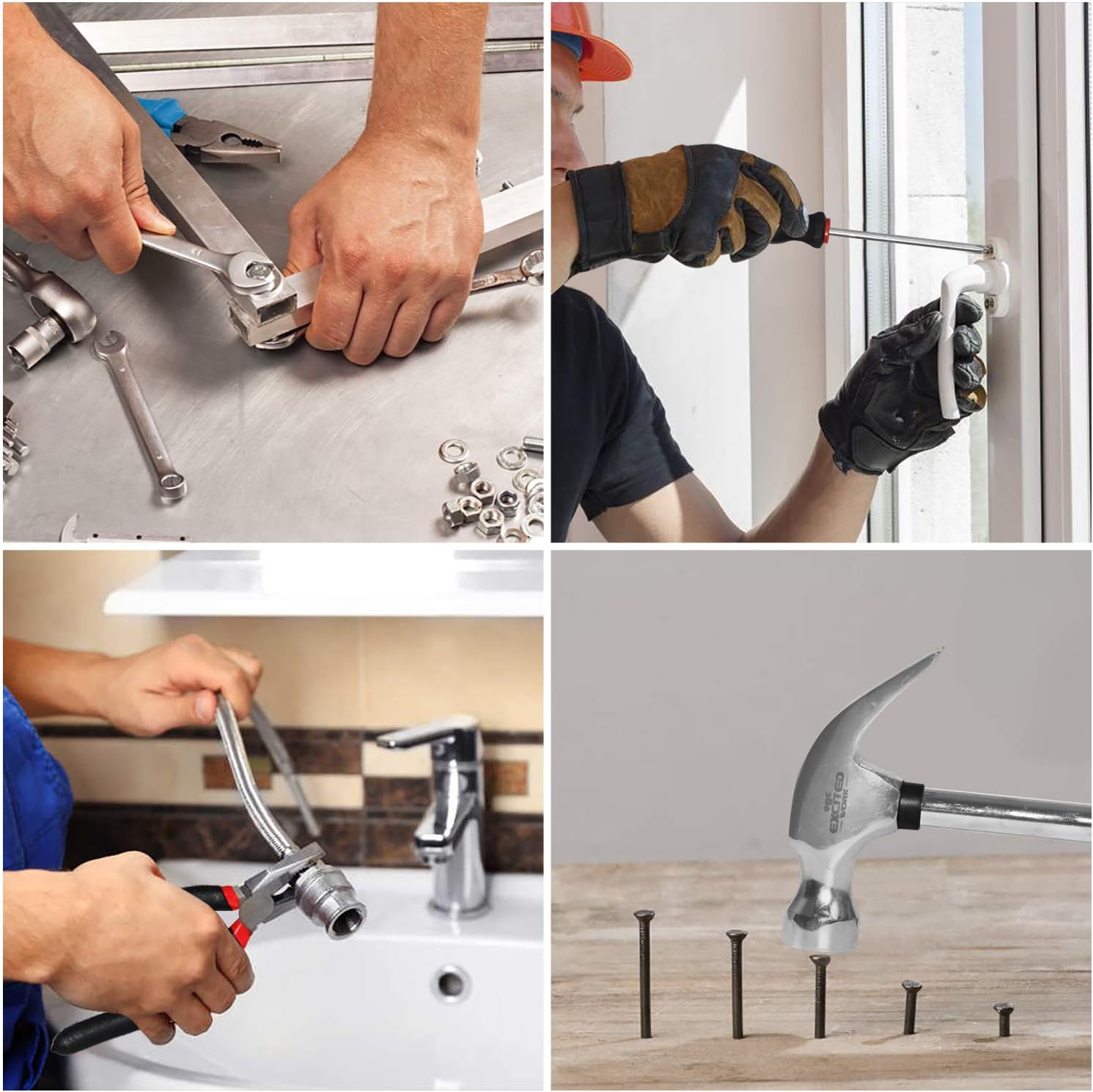 Up To 50% OFF 198-Piece Household Tool Set,EXCITED WORK General Home/Auto Repair Hand Tool Kit with Hammer, Pliers, Wrenches, Sockets and Toolbox Storage Case