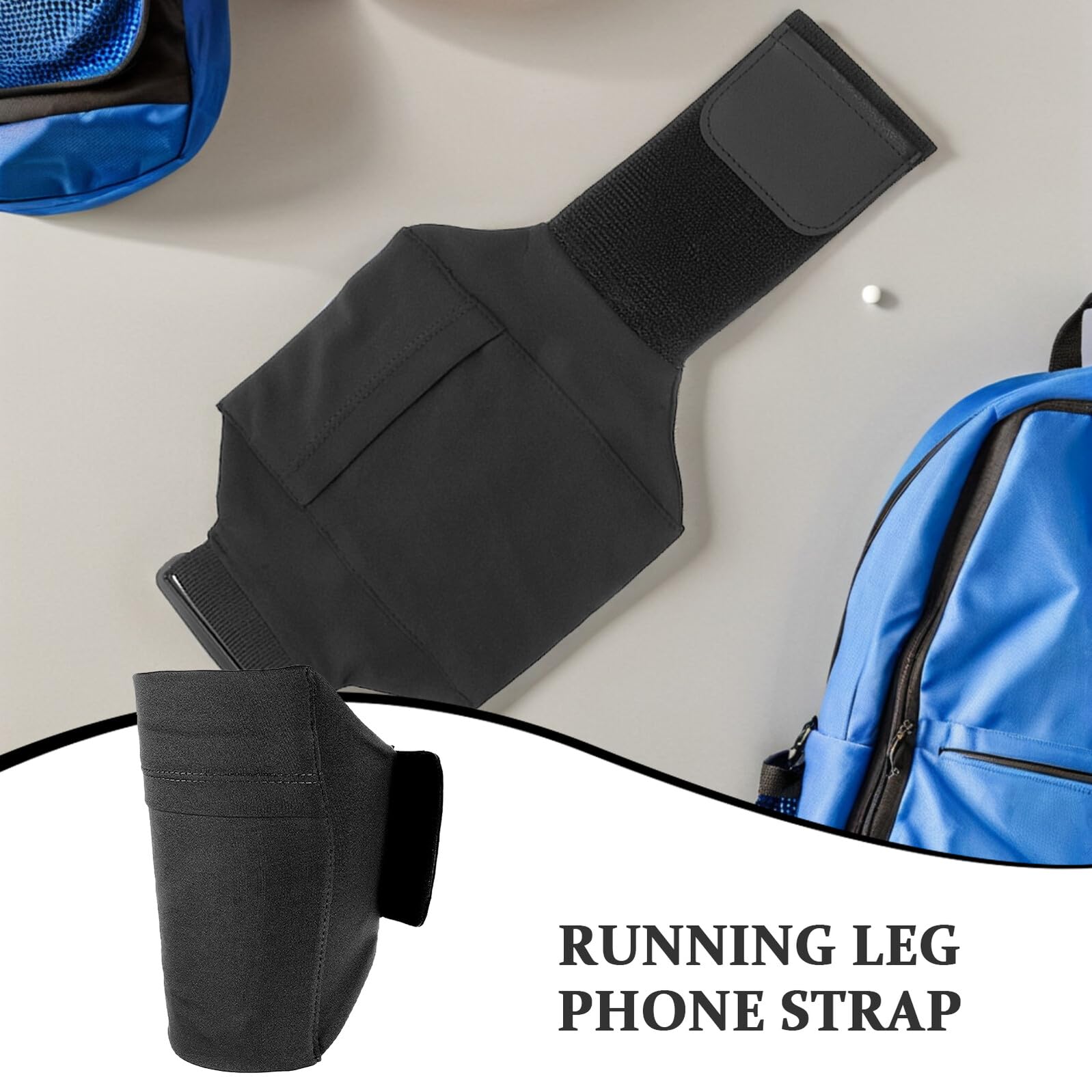 WOONEKY Lot de 3 Sangles Élastiques de Cuisse Noires pour Téléphone Portable Pochette Étanche pour Course à Pied Paquet Banane de Sport Léger et Ajustable Fitness et Running