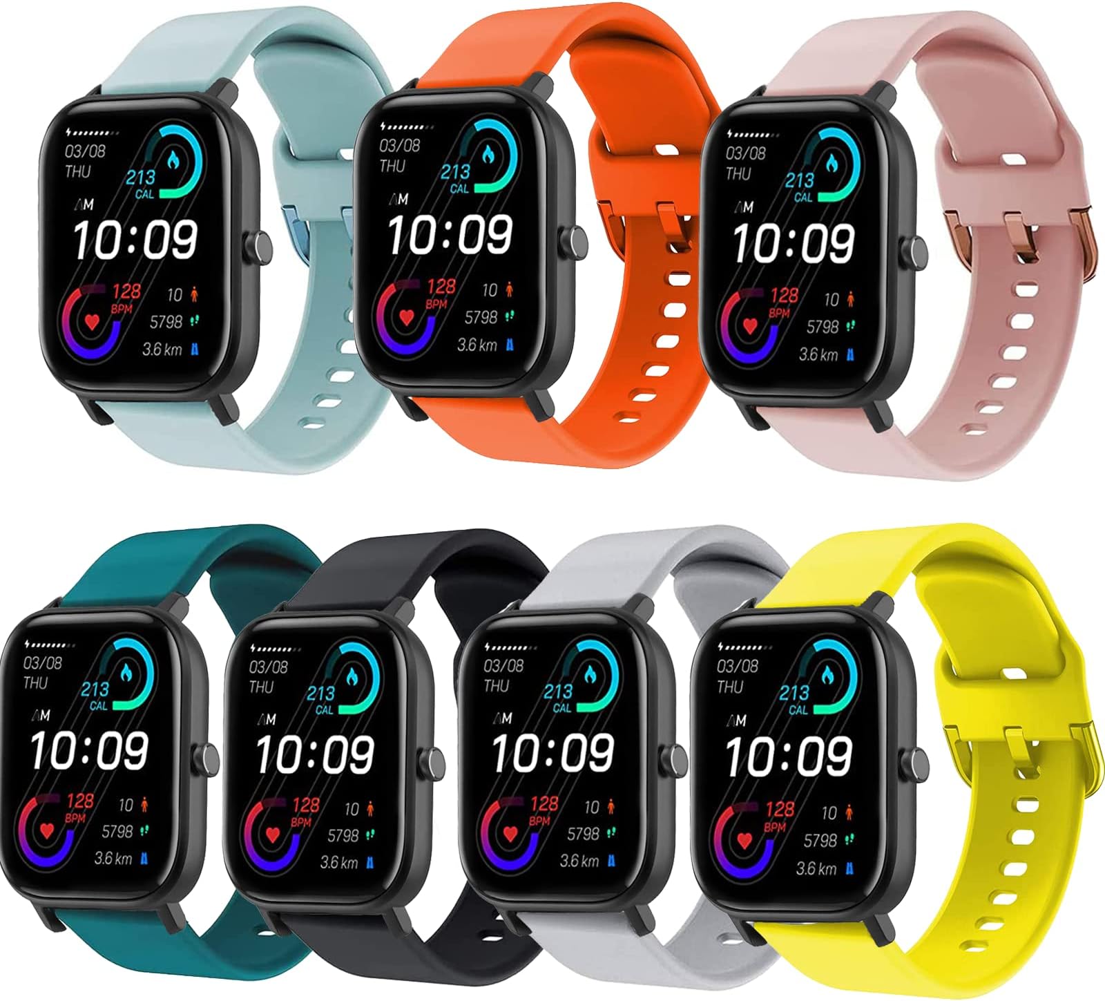 Straps Compatible with Amazfit GTS - 20mm Watch Strap for Amazfit GTS 2/ 2 Mini/ 2e/ Amazfit Bip/ Bip Lite, Silicone Replacement Wristband fit for Amazfit GTR 42 mm. (3pack)