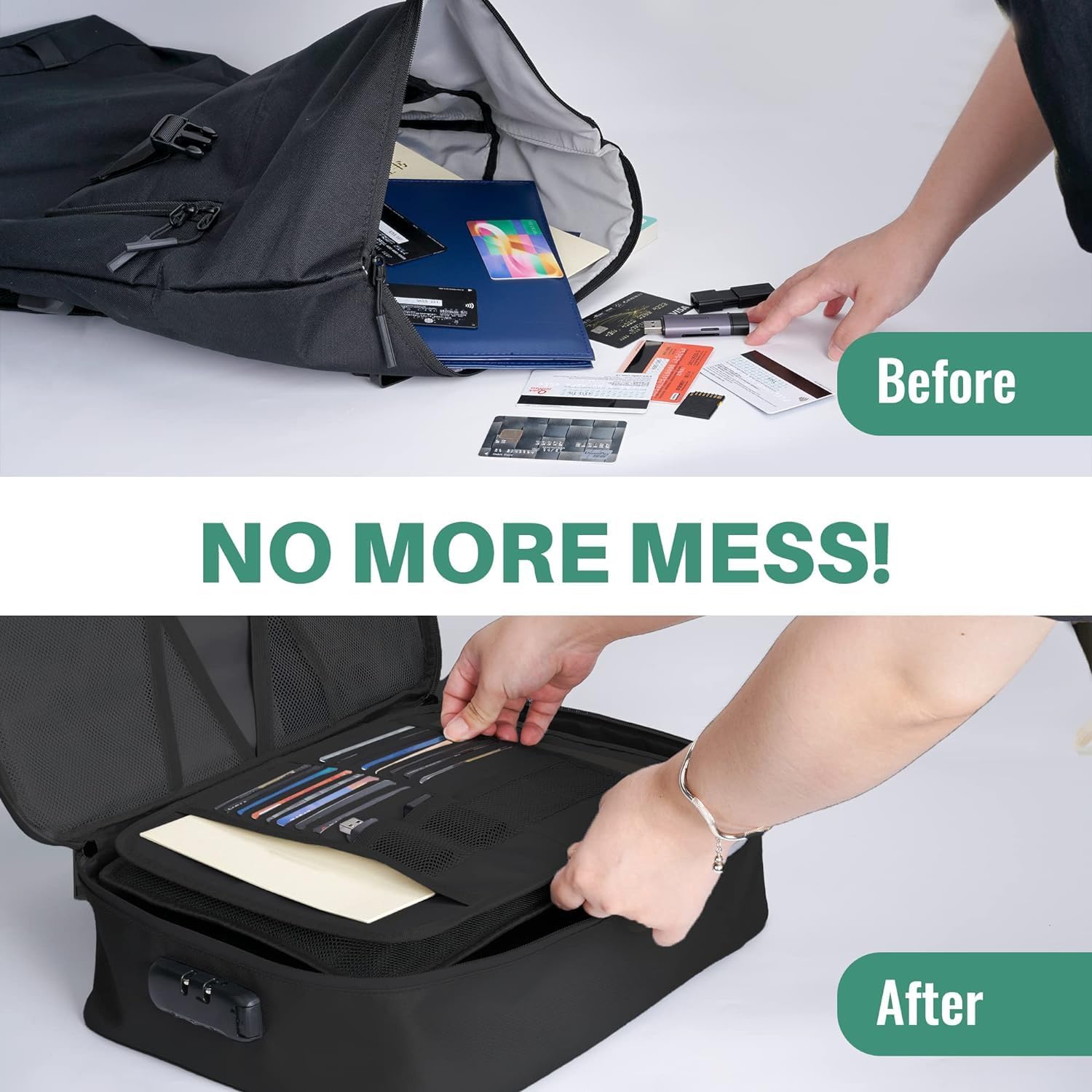 MAHNTMART PVC Fireproof Document Bags -Safe Box Fireproof Waterproof with Lock,Fireproof Document Safe Document Organizer for Travel, Fireproof File Storage Bag with Lock 14.6"X 11.4"X 3.9" (Black) 2