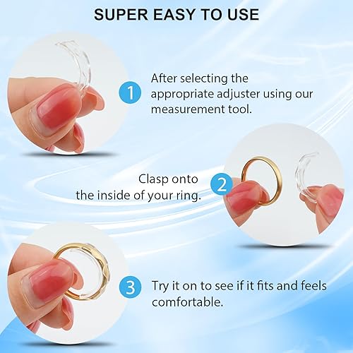 Miniatura 3 de Medidores de anillos para anillos sueltos, ajustador de tamaño de anillo invisible, protectores de anillo para anillos sueltos que se ajustan a la