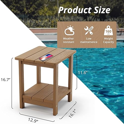 Miniatura 61 de LUE BONA HDPS - Mesa auxiliar para exteriores, pequeñas mesas auxiliares Adirondack para exteriores, mesa auxiliar exterior para patio, porche, Negro