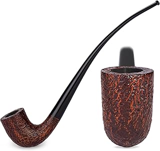 10.2'' Long Rustic Briar Wood Tobacco Smoking Pipe - (26cm) for 9mm Filter. Worldwide Shipping.