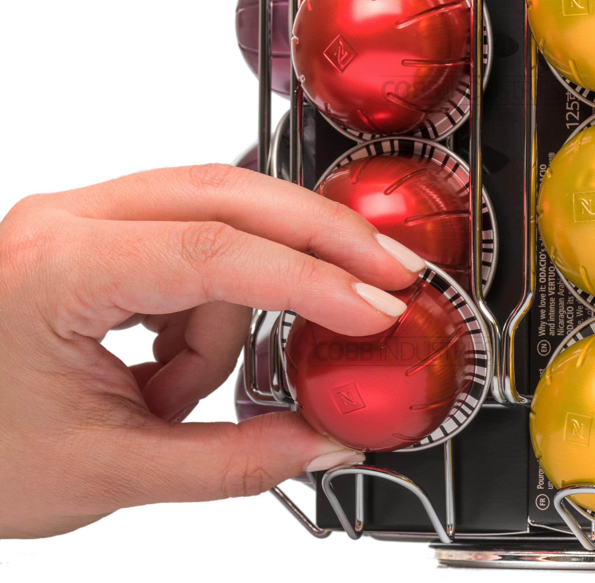 Apollon CH0022 – Portacápsulas dispensador giratorio para 80 cápsulas Nespresso Vertuo acero cromado