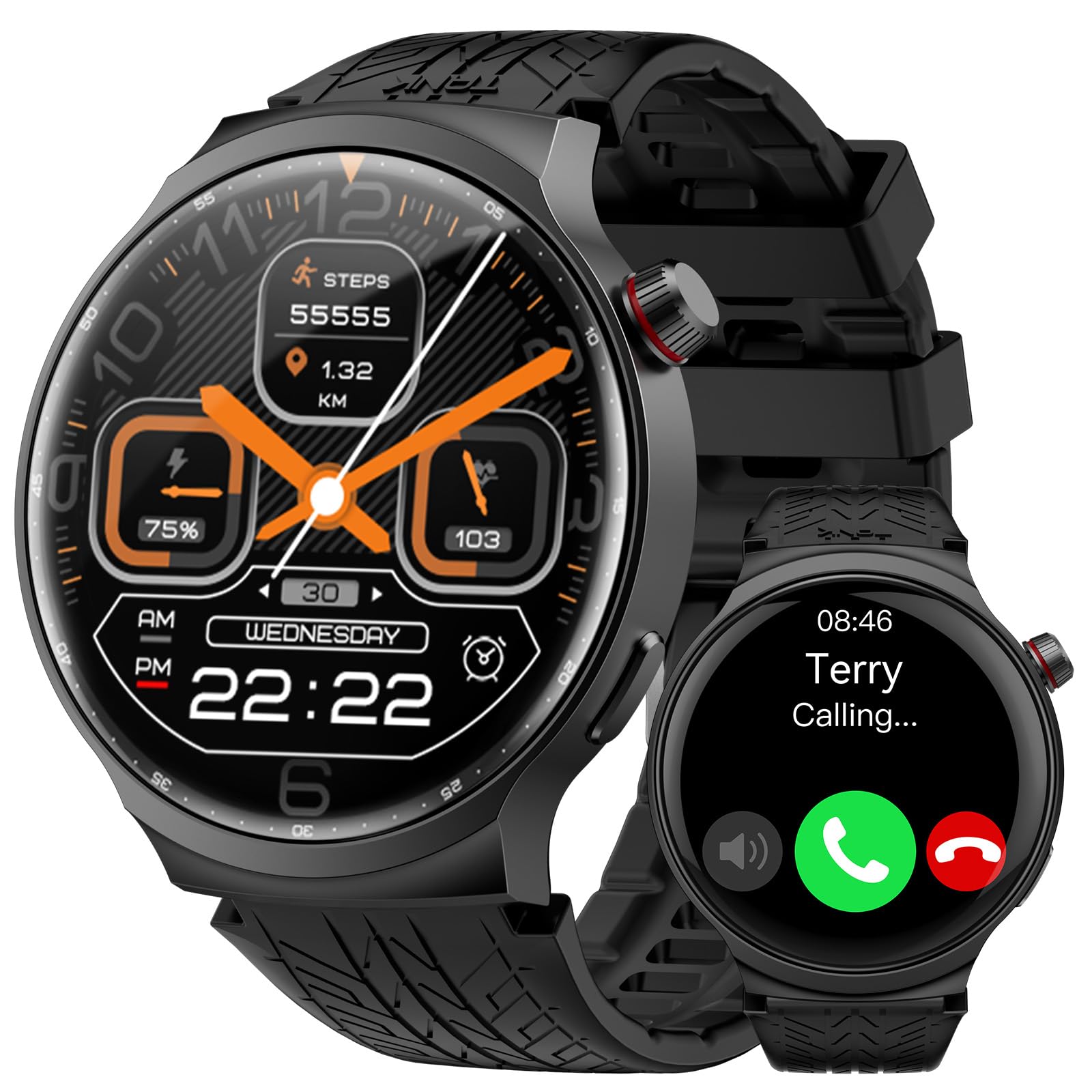 AMAZTIM Smart Watch for Men, 1.85" Ultra-Large Display, 120 Days Extra-Long Battery, Military-Grade Materials, Answer/Dial Calls, 100+ Sports Modes, 24/7 Heart Rate & Sleep Monitor, for Android & iOS