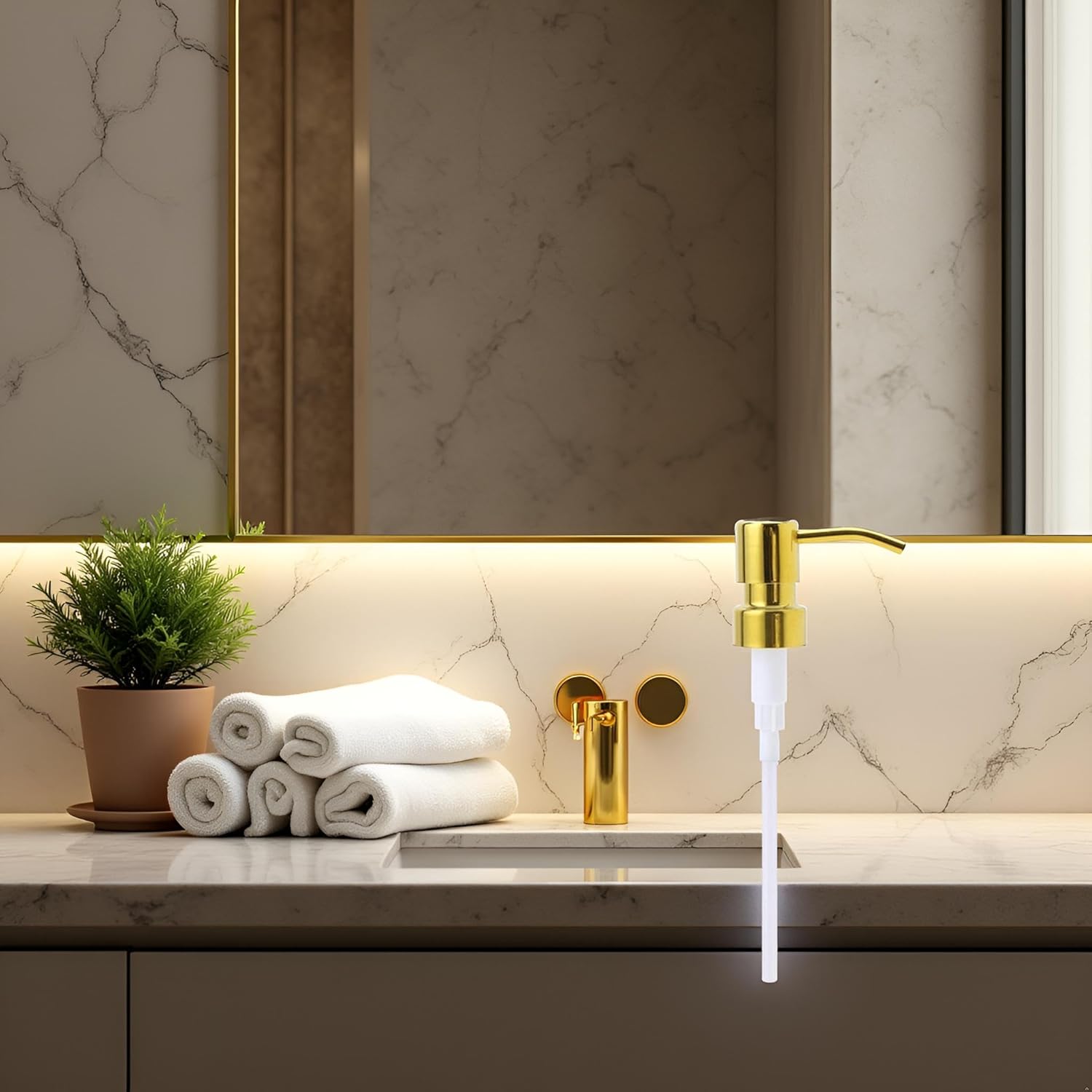 1Pc Gold One Size Soap Dispenser Pump Replacement/Liquid Bottle Soap Pumps, Metal Bronze Soap Lotion Container Countertop Soap Dispensers,Bathroom,Holders and Dispensers - Image 5