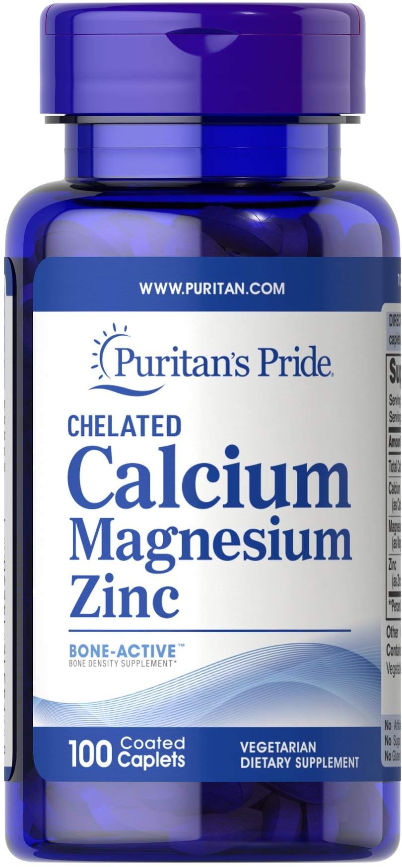 Puritan's Pride Chelated Calcium Magnesium Zinc- 100 Caplets