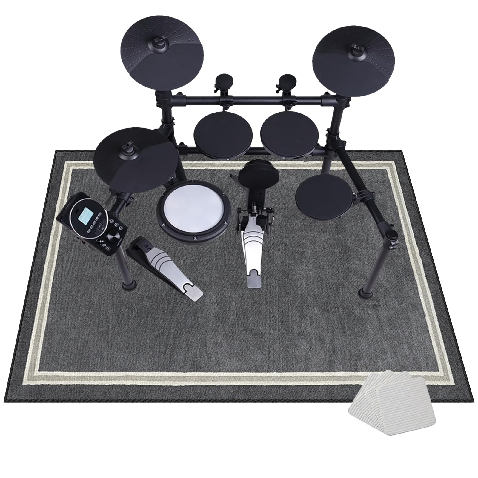 Schlagzeug Teppich für Bass Drum Snare | 170 x 140 cm Grau Trommel Teppiche rutschfeste | Schlagzeugteppich | Schallschutzdecke Akustik Elektrisches Schlagzeug Teppich für Studio | Wohnung