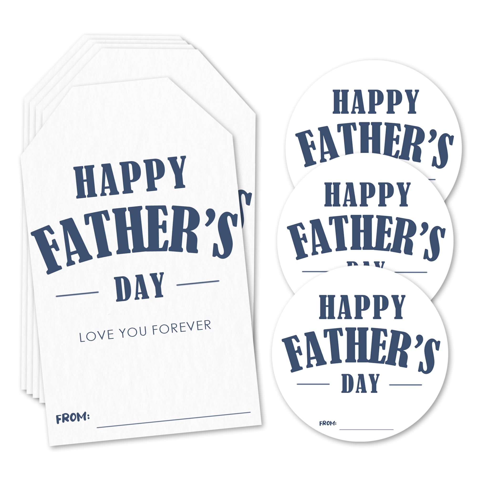 Happy Father's Day Stickers Labels,20 Pcs Rectangular Tags 20 Pcs Round Labels, Total of 40 Pcs Self-Adhesive Stickers for Father's Day, Envelope Seal