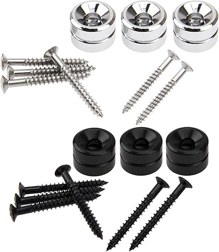 Miniatura 4 de 12 casquillos para juntas de cuello de guitarra Yootones con tornillos compatibles con guitarra eléctrica bajo (negro + plata)