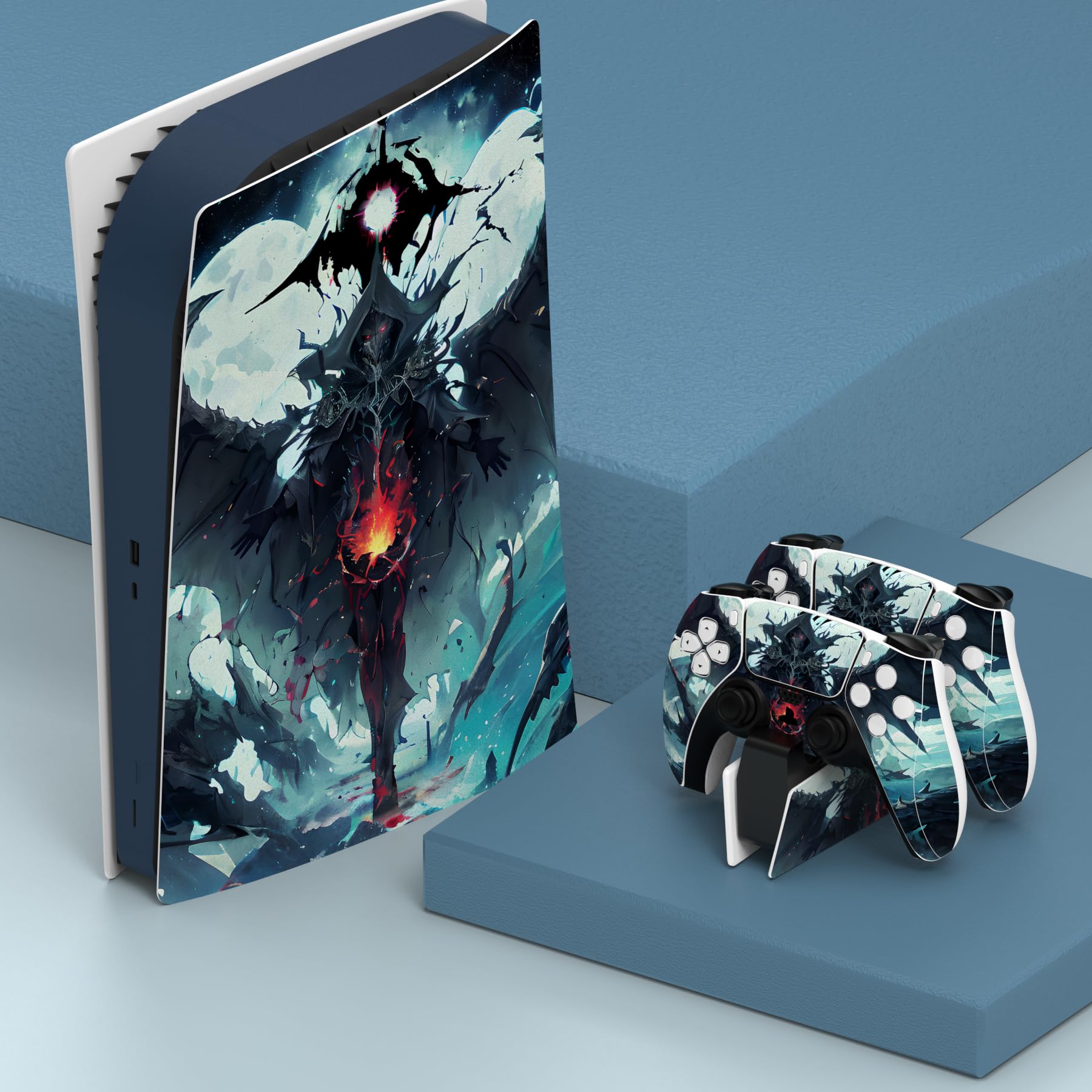 playvital Adesivo Skin per ps5 Console&Controller&Telecomando&Cuffie&Base di Ricarica Cover Sticker Decal Vinile per ps5 Digital Edition-Campo del Diavolo (PFDTM092)