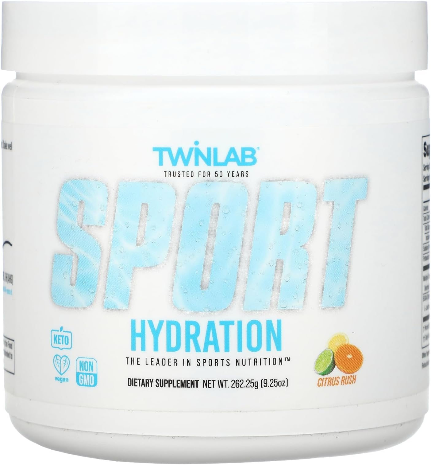 TwinlabSport Hydration - Natural Electrolyte Powder Drink Mix to Support Hydration - Includes BCAA’s, L-Arginine, Astaxanthin & Carbohydrates - Orange Rush, 9.25 oz, 25 Servings