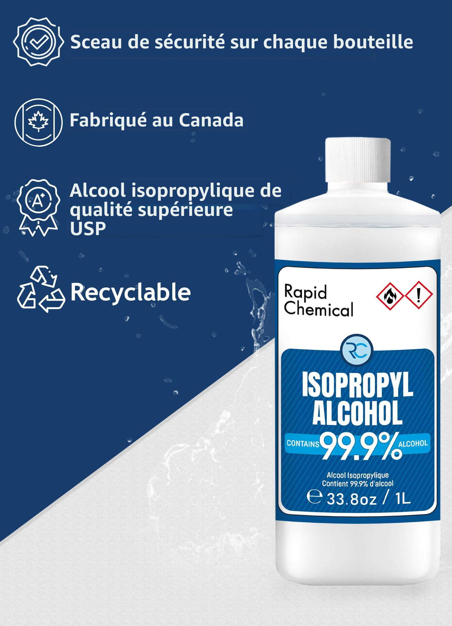 Alcool Isopropylique 99,9% Pur - 1 Litre - Grade EP/USP - Neuf