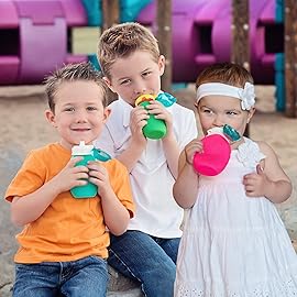 Pink 6 oz Squeasy Snacker Spill Proof Silicone Reusable Food Pouch - for Both Soft Foods and Liquids - Water, Apple Sauce, Yogurt, Smoothies, Baby Food - Dishwasher Safe