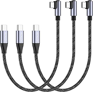 HOTNOW USB C to USB C Cable Right Angle 1.5FT 3Pack, PD 60W Type C USB 2.0 Fast Charge Cord Compatible with Samsung Galaxy S21/S21+/S20+ Ultra Note 20, Pixel 4/3 XL, MacBook Air iPad Pro 2020