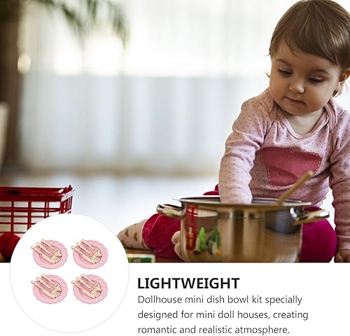 Miniatura 8 de jojofuny Juego de 4 platos en miniatura para casa de muñecas, 1 12 escalas, plato de casa de muñecas, juego de cena de simulación para casa de