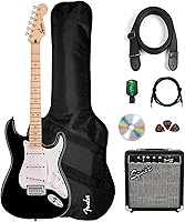 Vista 15 de Paquete Fender Squier Affinity Stratocaster Edición Limitada con amplificador Frontman 10G, estuche, cable de instrumento, correa, púas y DVD