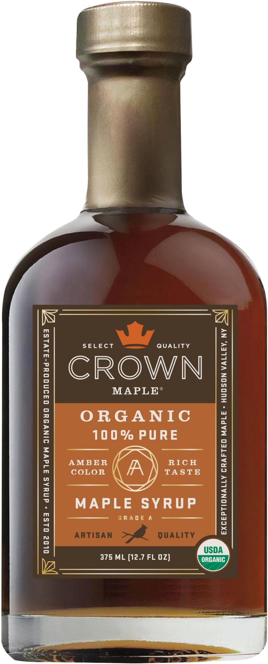 Crown Maple Organic 100% Pure Amber Color Rich Taste Maple Syrup, Flavor Marinades, Cocktails, Pancakes, Squash & Bacon, 12.7 Fl Oz