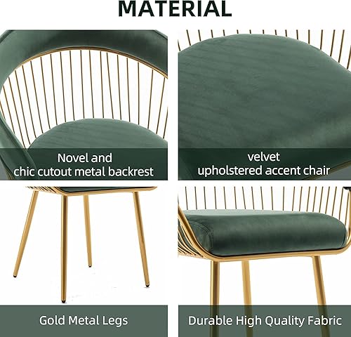 Miniatura 2 de ALEAVIC Mid-Century - Juego de 2 sillas de comedor modernas, sillas de cocina tapizadas, sillas de comedor de terciopelo con patas de metal para