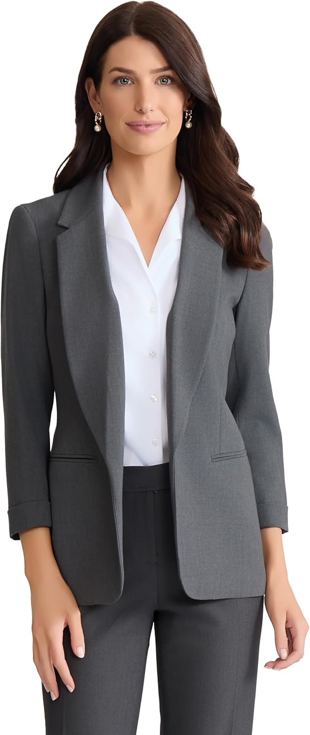 Jones New York Womens Jones New York Women's Shawl Collar Blazer with Rolled Cuff Sleeves