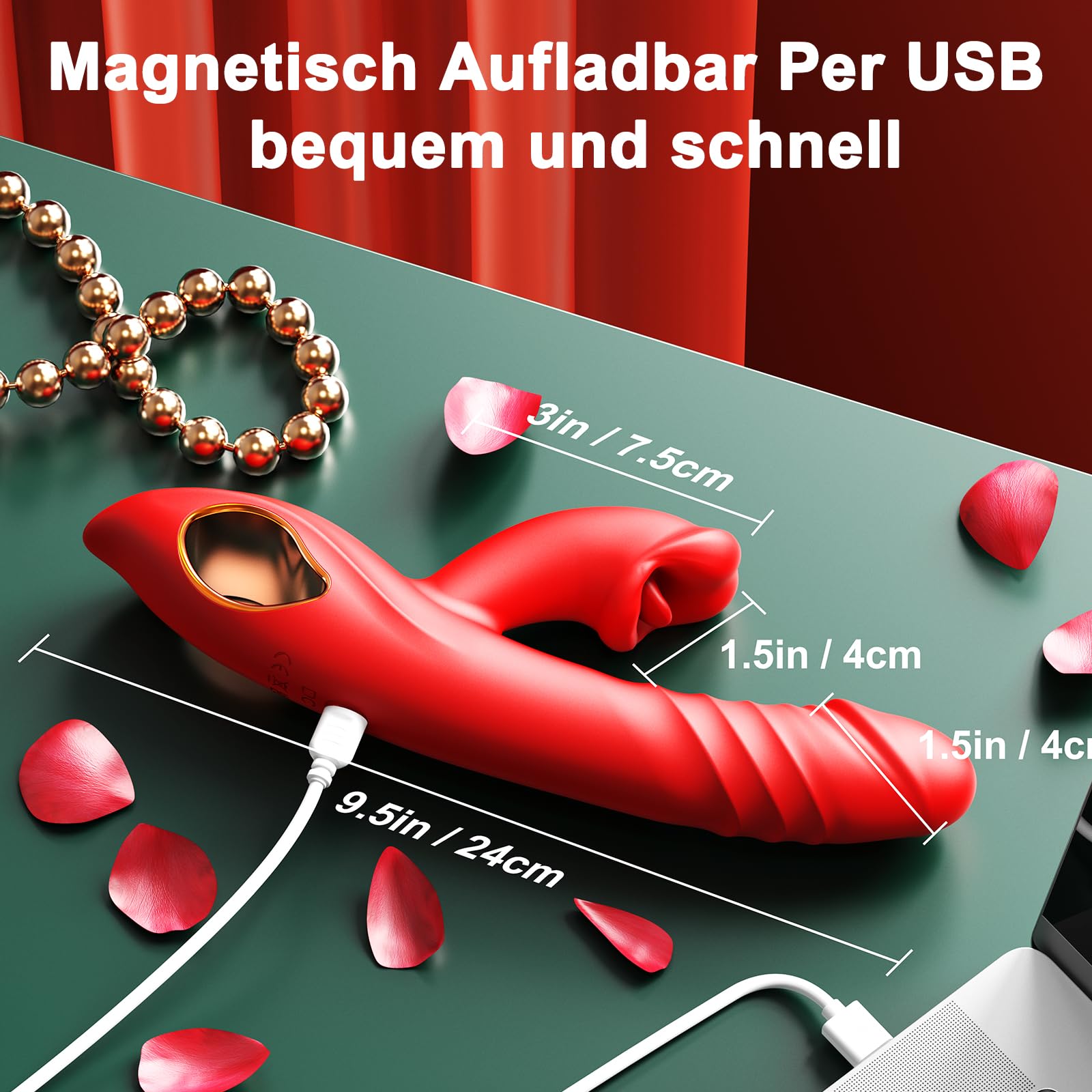 Vibratoreper Donna Professionale, Sex Toys, 3 in 1 Vibratore Clitoride, Succhia Clotoride per Donna, 10 Modalità di Vibrazione Integrate, 5 Modalità di Aspirazione, Impermeabile, Rosso